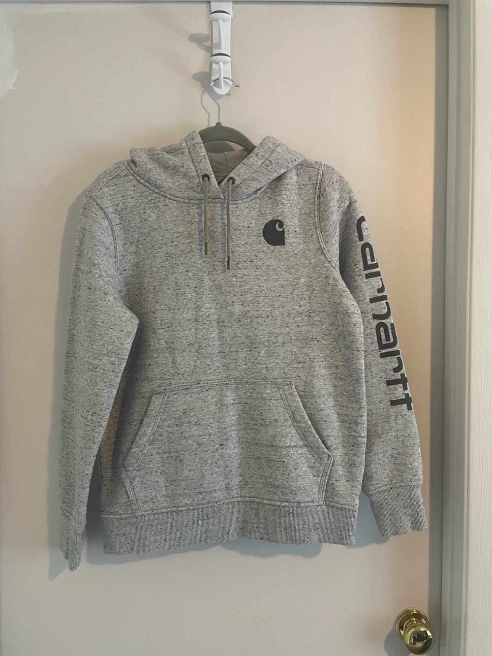 Carhartt Logo Sleeve Hoodie Women’s Small Gray Oversized EUC